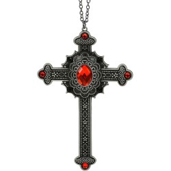 Widmann - Collana con croce da donna, gioiello gotico con ciondolo, accessorio per costume di Halloween e carnevale