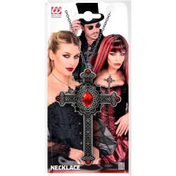 Widmann - Collana con croce da donna, gioiello gotico con ciondolo, accessorio per costume di Halloween e carnevale