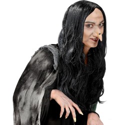 Widmann - Parrucca Amelia Nera, per costumi da strega, vampiro, Halloween