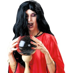 Widmann - Parrucca Amelia Nera, per costumi da strega, vampiro, Halloween