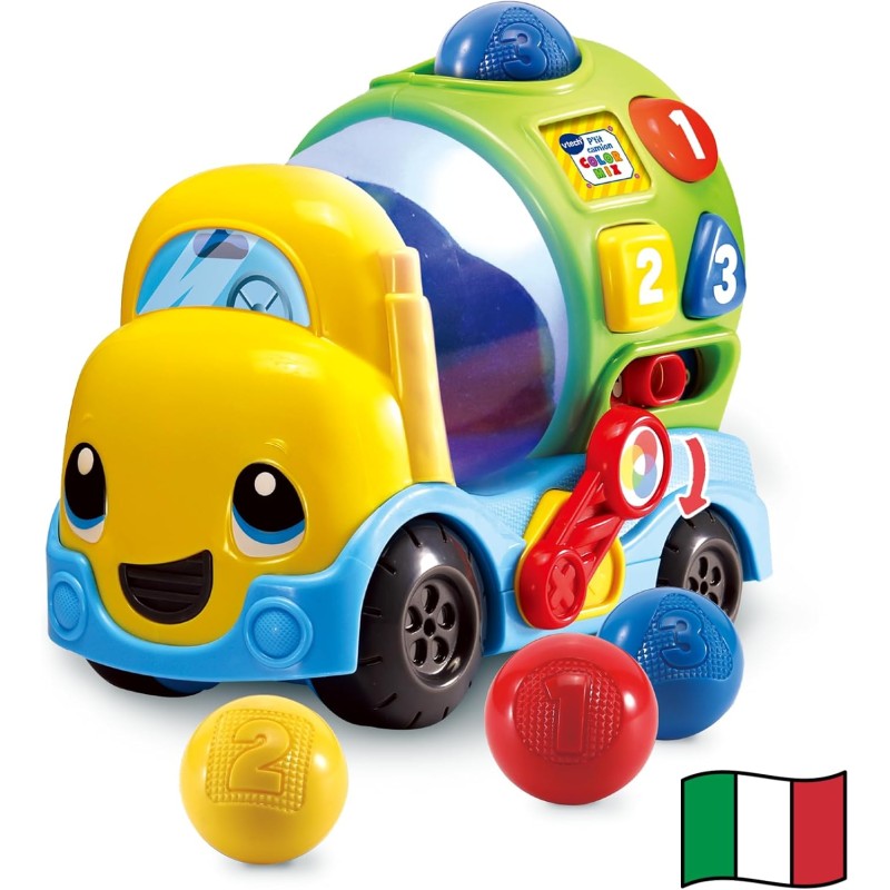 VTech Max Mixa Colori, Camioncino Parlante con 5 Melodie, Riconosce e Mixa Colori, 3 Modalità di Gioco, Volume Regolabile, Speg