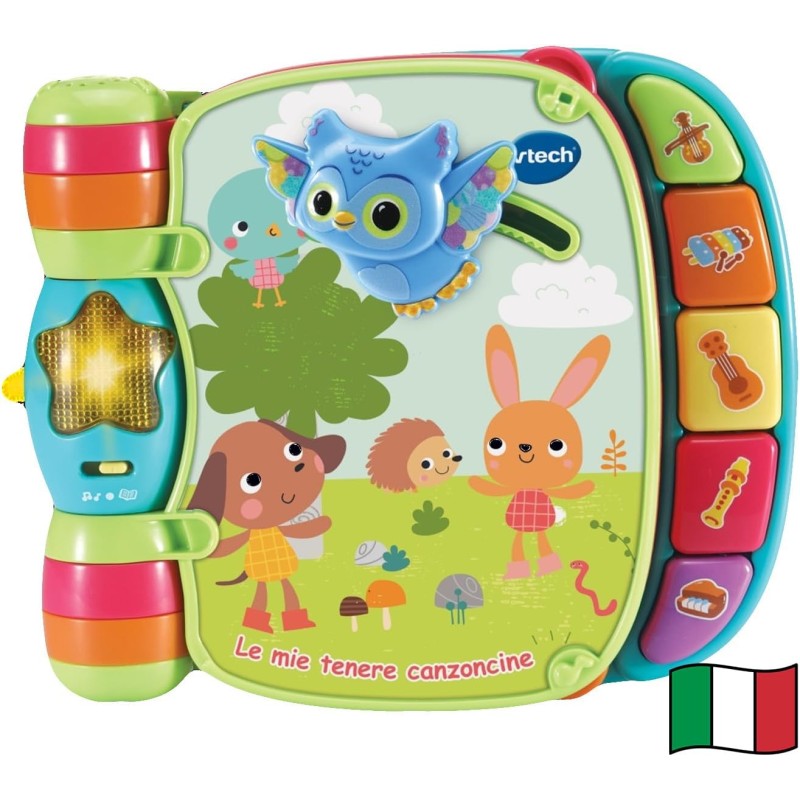 VTech Il Mio Primo Libro Interattivo - Le Mie Tenere Canzoncine, Libro Interattivo per Neonati con Animali in Rilievo, 6 Canzon