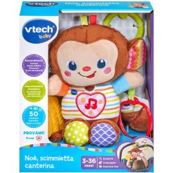 VTech Noè Scimmietta Canterina, Sonaglio Neonato con Sensore di Movimento e Cuore Luminoso, Gioco Neonato con più di 50 Melodie