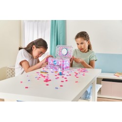 VTech Mosaic Magic Lights Scrigno Portagioie, Portagioie Bambina Luminoso, Personalizzabile con 200 Tessere Mosaico, 4 Statuine