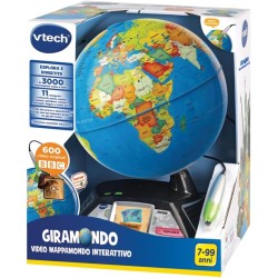 VTech Giramondo - Video Mappamondo Interattivo, Mappamondo Bambini con Penna Touch e Schermo 2.7", Inclusi 600 Video BBC, Gioch