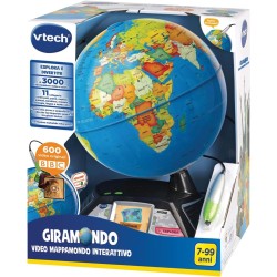 VTech Giramondo - Video Mappamondo Interattivo, Mappamondo Bambini con Penna Touch e Schermo 2.7", Inclusi 600 Video BBC, Gioch