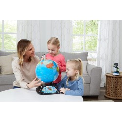VTech Giramondo - Video Mappamondo Interattivo, Mappamondo Bambini con Penna Touch e Schermo 2.7", Inclusi 600 Video BBC, Gioch