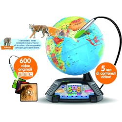VTech Giramondo - Video Mappamondo Interattivo, Mappamondo Bambini con Penna Touch e Schermo 2.7", Inclusi 600 Video BBC, Gioch