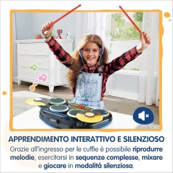 VTech Kidi DJ Drums, Batteria Elettronica per Bambini con Pad Luminosi, Giochi Musicali, Modalità Bluetooth e Microfono Integra