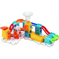 VTech Marble Rush - Discovery Set, Pista per Biglie con 30 Pezzi, 3 MarbleBiglie Incluse, Lanciatore e Area di Lancio, Molti Pa