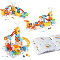VTech Marble Rush - Discovery Set, Pista per Biglie con 30 Pezzi, 3 MarbleBiglie Incluse, Lanciatore e Area di Lancio, Molti Pa