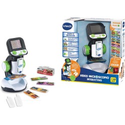 VTech Video Microscopio Interattivo, Microscopio Bambini Digitale con Video Originali BBC, Schermo 2,4", Zoom 200x, 9 Vetrini I