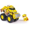 Paw Patrol: Rescue Wheels, Bulldozer di Rubble, Veicolo Giocattolo con Trasformazione e Personaggio Collezionabile, Giocattoli 