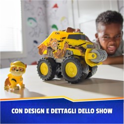 Paw Patrol: Rescue Wheels, Bulldozer di Rubble, Veicolo Giocattolo con Trasformazione e Personaggio Collezionabile, Giocattoli 