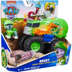 Paw Patrol: Rescue Wheels, Camion per la Raccolta differenziata di Rocky, Veicolo Giocattolo con lanciamissili e Action Figure 