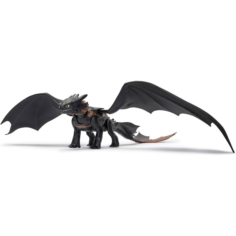 DreamWorks Dragons, How to Train Your Dragon, Sdentato Sputafuoco, Action Figure con Luci, Suoni e Ali da 38 cm, Giocattoli per