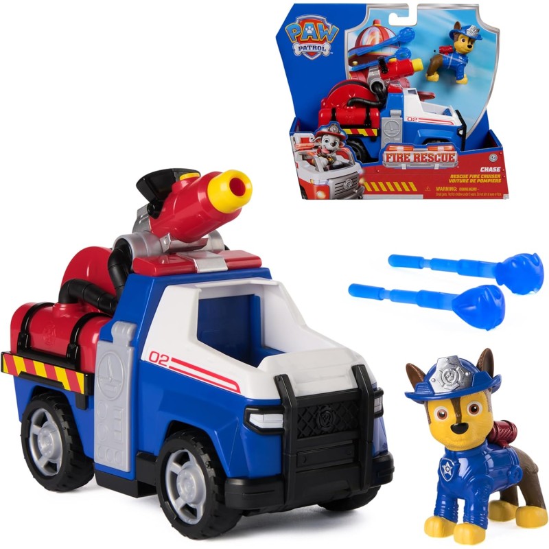 Paw Patrol Fire Rescue: Veicolo Antincendio di Chase con Personaggio, Lanciamissili e Camion Giocattolo, Giocattoli per Bambini