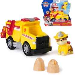 Paw Patrol Fire Rescue: Camion Ribaltabile Antincendio di Rubble con Personaggio, Proiettili e Camion Giocattolo, Giocattoli pe