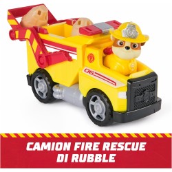 Paw Patrol Fire Rescue: Camion Ribaltabile Antincendio di Rubble con Personaggio, Proiettili e Camion Giocattolo, Giocattoli pe