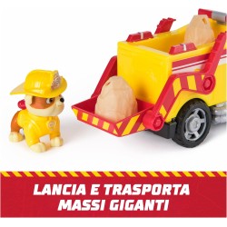 Paw Patrol Fire Rescue: Camion Ribaltabile Antincendio di Rubble con Personaggio, Proiettili e Camion Giocattolo, Giocattoli pe