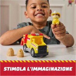 Paw Patrol Fire Rescue: Camion Ribaltabile Antincendio di Rubble con Personaggio, Proiettili e Camion Giocattolo, Giocattoli pe