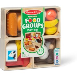 Melissa & Doug Set Gruppi di Cibo - Cibo Giocattolo da Tagliare in Legno, Accessori Cucina Montessori, Giochi Educativi, Regalo