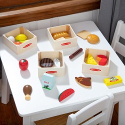 Melissa & Doug Set Gruppi di Cibo - Cibo Giocattolo da Tagliare in Legno, Accessori Cucina Montessori, Giochi Educativi, Regalo