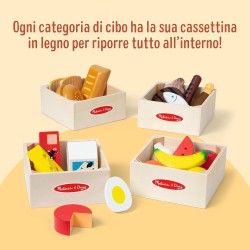 Melissa & Doug Set Gruppi di Cibo - Cibo Giocattolo da Tagliare in Legno, Accessori Cucina Montessori, Giochi Educativi, Regalo