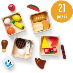 Melissa & Doug Set Gruppi di Cibo - Cibo Giocattolo da Tagliare in Legno, Accessori Cucina Montessori, Giochi Educativi, Regalo