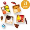 Melissa & Doug Set Gruppi di Cibo - Cibo Giocattolo da Tagliare in Legno, Accessori Cucina Montessori, Giochi Educativi, Regalo