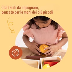 Melissa & Doug Set Gruppi di Cibo - Cibo Giocattolo da Tagliare in Legno, Accessori Cucina Montessori, Giochi Educativi, Regalo