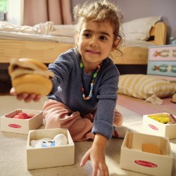 Melissa & Doug Set Gruppi di Cibo - Cibo Giocattolo da Tagliare in Legno, Accessori Cucina Montessori, Giochi Educativi, Regalo