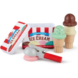 Melissa & Doug Set Coni Gelato – Gioco Educativo in Legno per Bambini, Coni e Palline con Cucchiaio Magnetico, Gioco di Imitazi