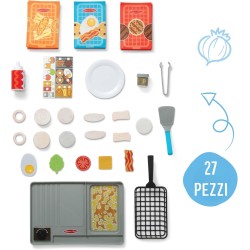 Melissa & Doug Set Water Wow! Griglia da Gioco - Gioco Educativo per Cucinare, Cibo Che Cambia Colore con l Acqua, Regalo per B