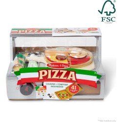 Melissa & Doug Forno della Pizza - Pizzeria Giocattolo in Legno con Cibo Accessori, Gioco di Imitazione Montessori, Regalo Educ