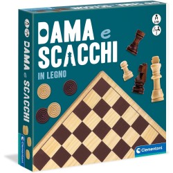Clementoni - 16828 Dama e Scacchi in Legno, Gioco da Tavolo Ragazzi 6+ Anni e Adulti, per 2 Giocatori, Idea Regalo Made in Ital