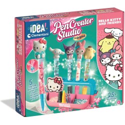 Clementoni Idea - Laboratorio delle Penne Hello Kitty, Kit Creativo con 25+ Accessori e 5 Penne Personalizzabili con Personaggi