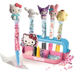 Clementoni Idea - Laboratorio delle Penne Hello Kitty, Kit Creativo con 25+ Accessori e 5 Penne Personalizzabili con Personaggi