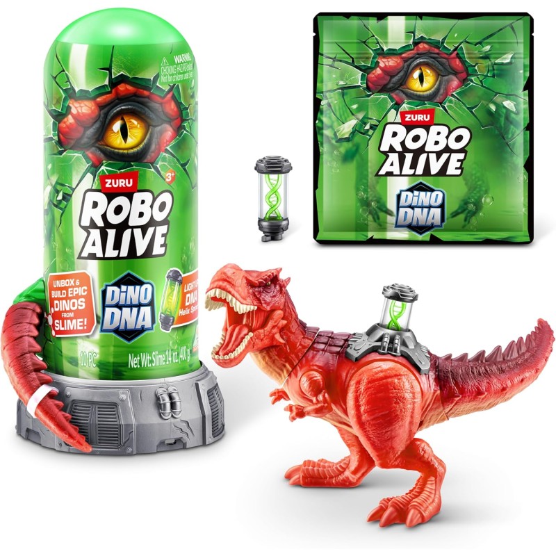 Zuru - ROBO ALIVE Dino DNA, Spina dorsale con elica del DNA illuminata (T-Rex), colori assortiti, 1 pezzo
