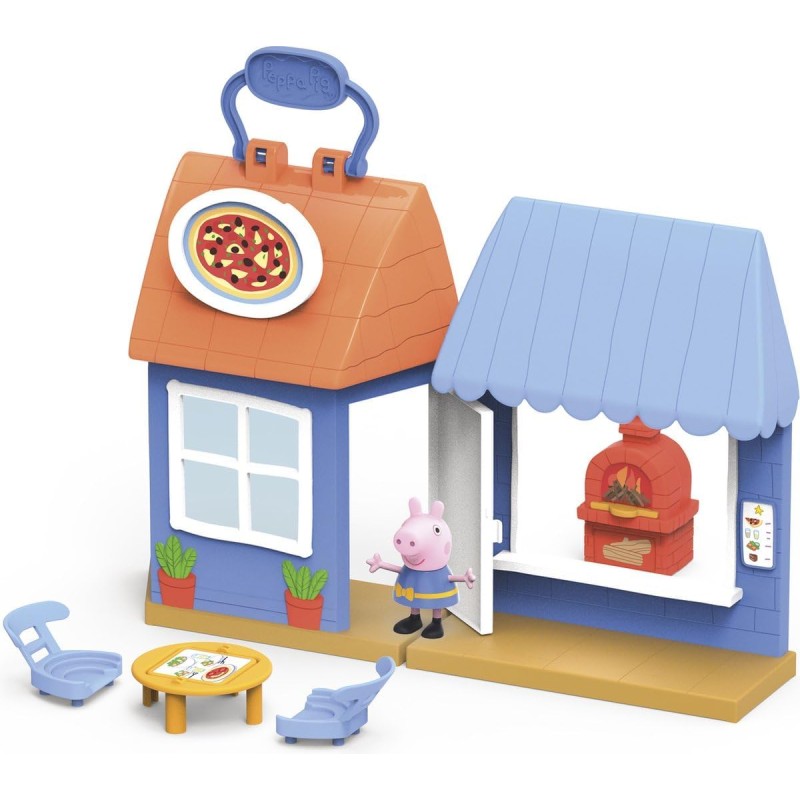Peppa Pig Peppa s Adventures Peppa s Pizza Place Carry-and-Play Playset giocattolo prescolare, include figura e 4 accessori, mu