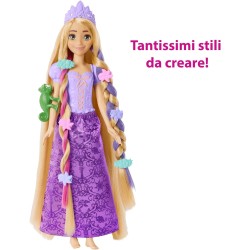 Mattel Disney Princess - Rapunzel Chioma Magica, bambola con extension capelli cambia-colore e accessori per lo styling, Giocat