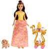 Disney Princess - Set da te di Belle,playset e bambola Belle con vestiti scintillanti, con amici e vivande, Giocattolo per Bamb