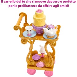 Disney Princess - Set da te di Belle,playset e bambola Belle con vestiti scintillanti, con amici e vivande, Giocattolo per Bamb