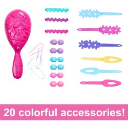 Barbie Testa per acconciare le bambole, capelli biondi con 20 accessori colorati, testa di bambola per acconciature, HMD88