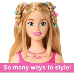 Barbie Testa per acconciare le bambole, capelli biondi con 20 accessori colorati, testa di bambola per acconciature, HMD88
