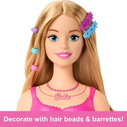 Barbie Testa per acconciare le bambole, capelli biondi con 20 accessori colorati, testa di bambola per acconciature, HMD88