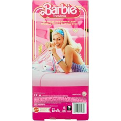 Barbie The Movie - Margot Robbie, bambola del film Barbie da collezione con abito vintage a quadretti rosa e bianco e collana c