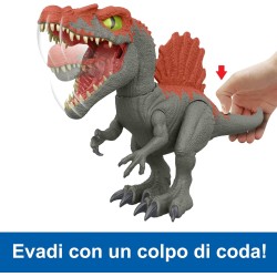 Mattel Jurassic World Crushivores - Spinosauro Cage Crasher, dinosauro con accessori a sorpresa da scoprire, sabbia, gel e past
