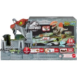 Mattel Jurassic World Crushivores - Spinosauro Cage Crasher, dinosauro con accessori a sorpresa da scoprire, sabbia, gel e past