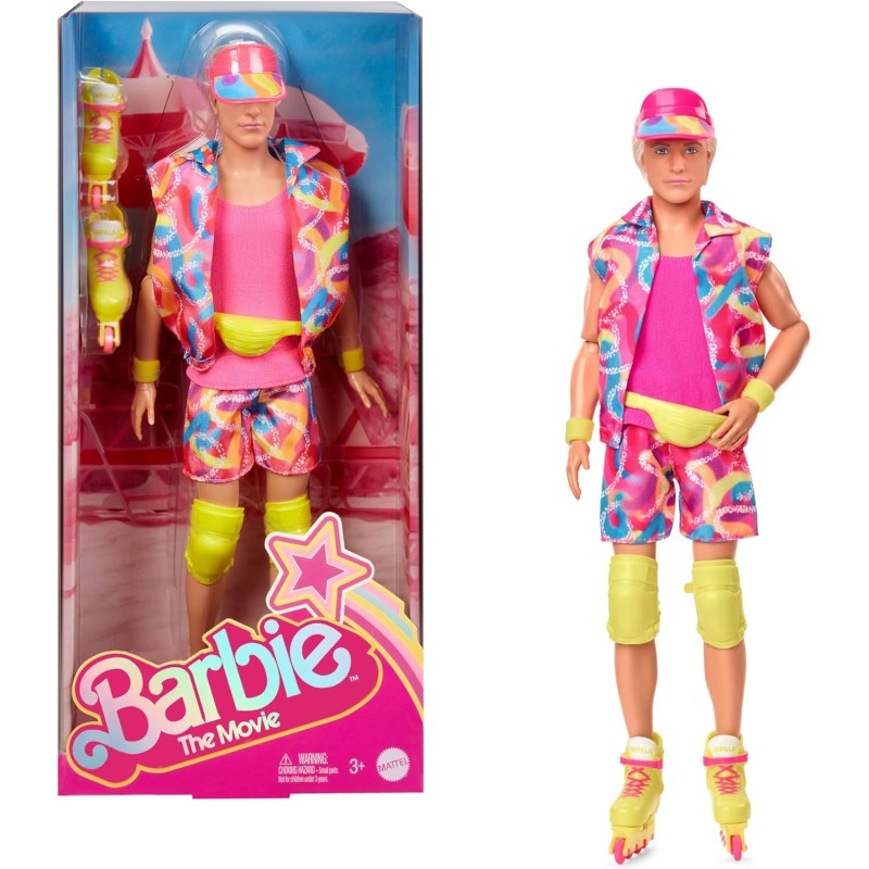 Barbie Il Film - Ken Roller Skate, bambola da collezione con look del film, outfit da pattinatore anni  90 con pattini in linea